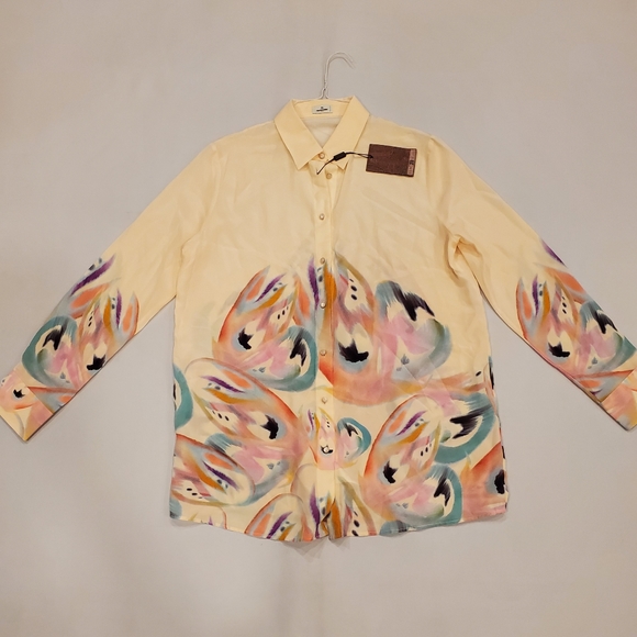 NWT$1,150 ETRO Silk Butterfly Wings Abstract Oversized Crepe Shirt Blouse 46, L - Picture 6 of 16